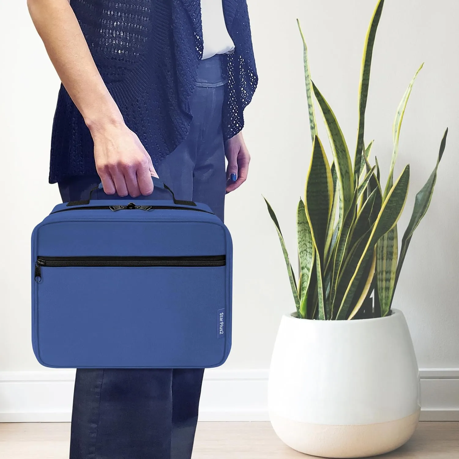 Large Padded Pill Bottle Organizer, Medicine Bag, Case, Carrier for Medications, Vitamins, and Medical Supplies - Travel Medicine Organizer and Home Storage Med Bag - Blue (Without Lock)