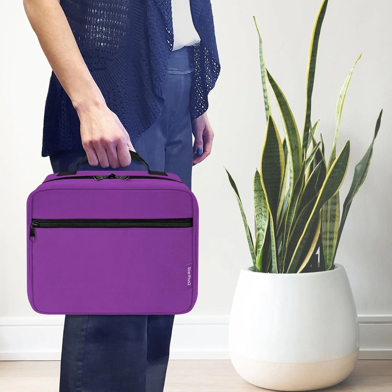 Large Padded Pill Bottle Organizer, Medicine Bag, Case, Carrier for Medications, Vitamins, and Medical Supplies - Travel Medicine Organizer and Home Storage Med Bag - Purple (Without Lock)