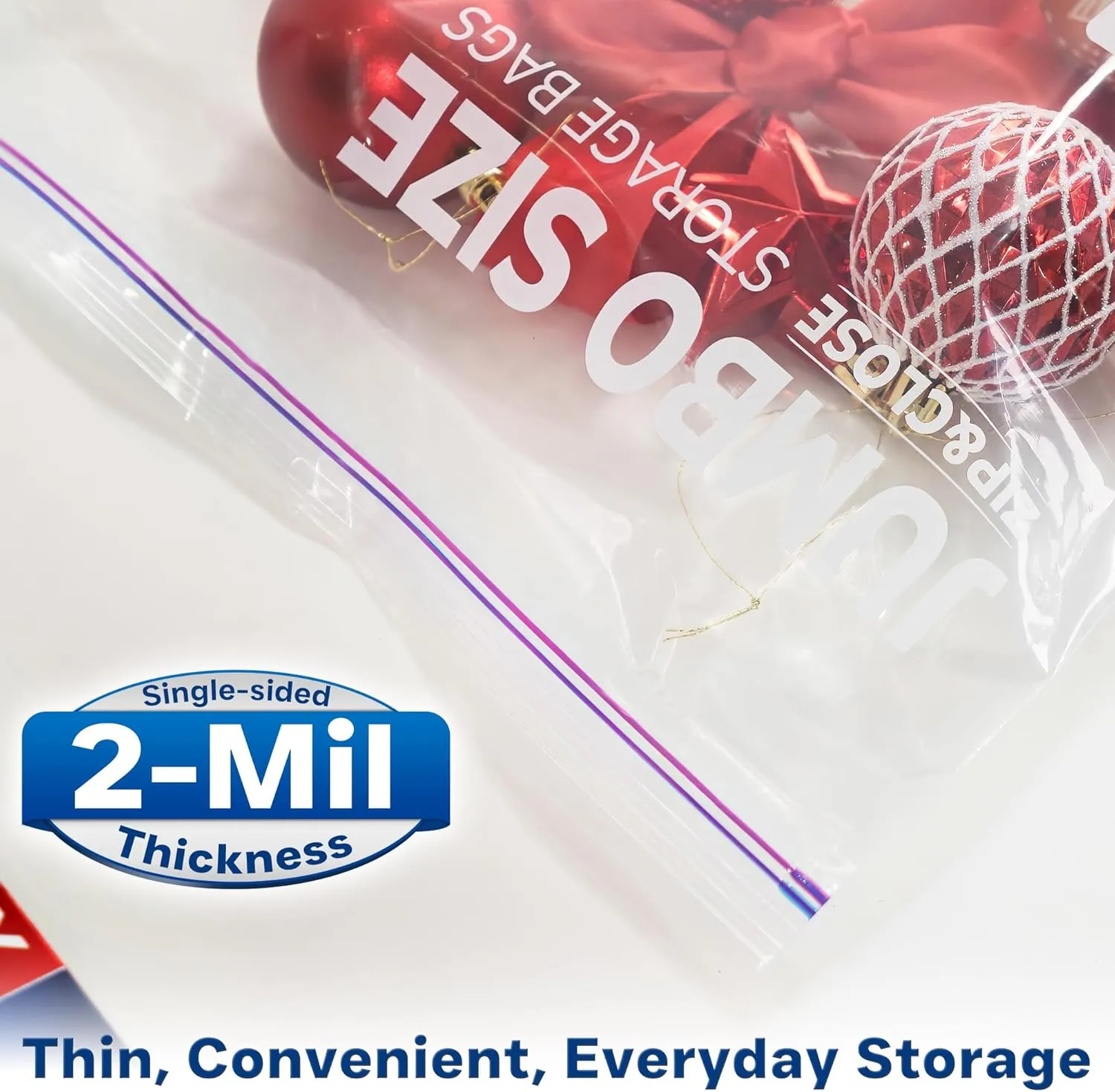 Large Storage Bags, 18"x24" Jumbo Plastic Bag, BPA Free, 5 Gallon XL Zipper Lock Baggies for Clothes Pillow Travel Moving - 50 Jumbo Bags
