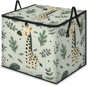 Large Storage Bags Cute Giraffe Closet Organizer Foldable Clothes Storage Bins with Handles Storage Containers for Blanket Comforter Pillow