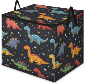 Large Storage Bags Dinosaurs Stars Closet Organizer Foldable Clothes Storage Bins with Handles Storage Containers for Blanket Comforter Pillow