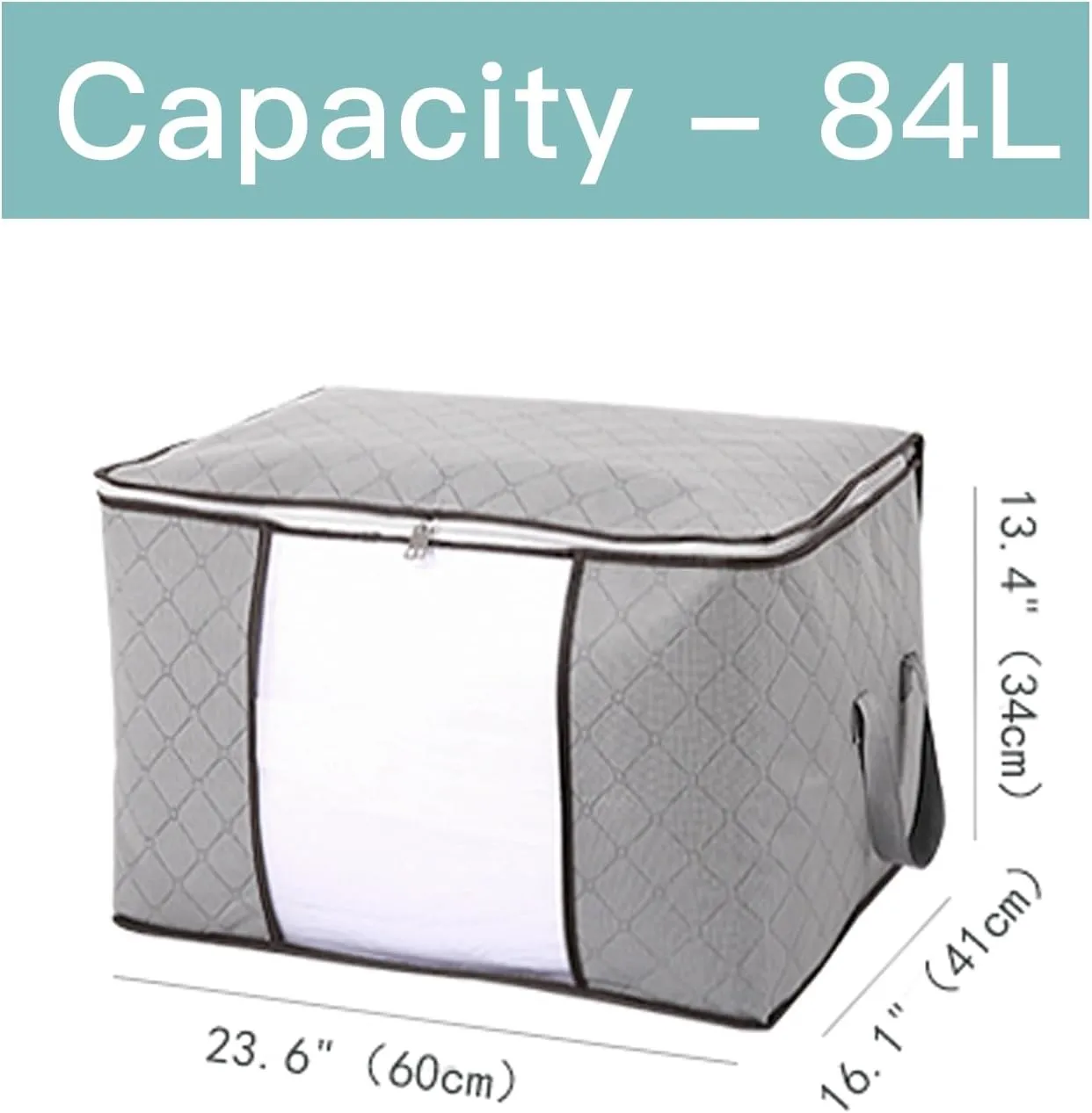 Large Storage Bags,2 Pack Storage Bins with Reinforced Handle and Sturdy Zipper,Closet Storage for Blanket,Comforter,Pillows and Bedding,Gray