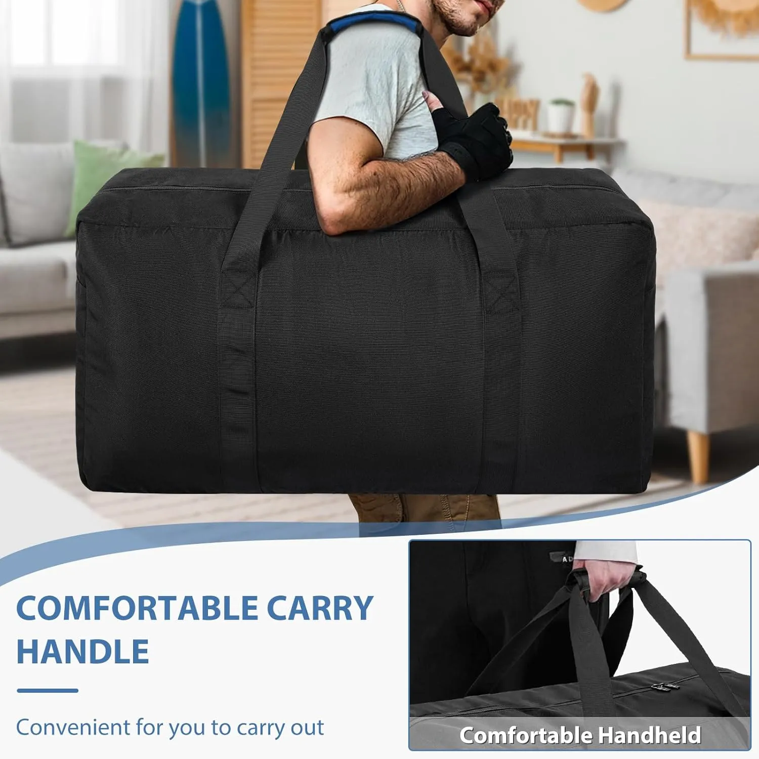 Large Travel Duffle Bag, 100L Gear Bag for Men and Women, Storage Bag Ideal for Overnight Camping and Weekend Getaways, Black