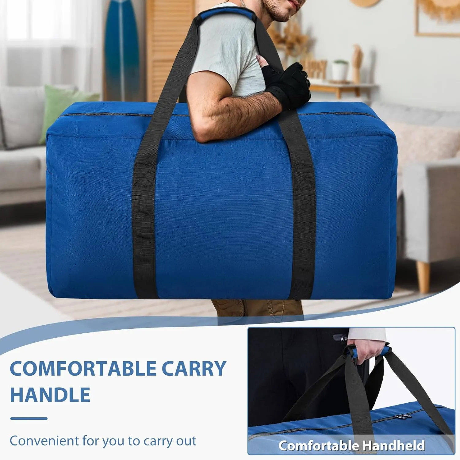 Large Travel Duffle Bag, 100L Gear Bag for Men and Women, Storage Bag Ideal for Overnight Camping and Weekend Getaways, Dark Blue