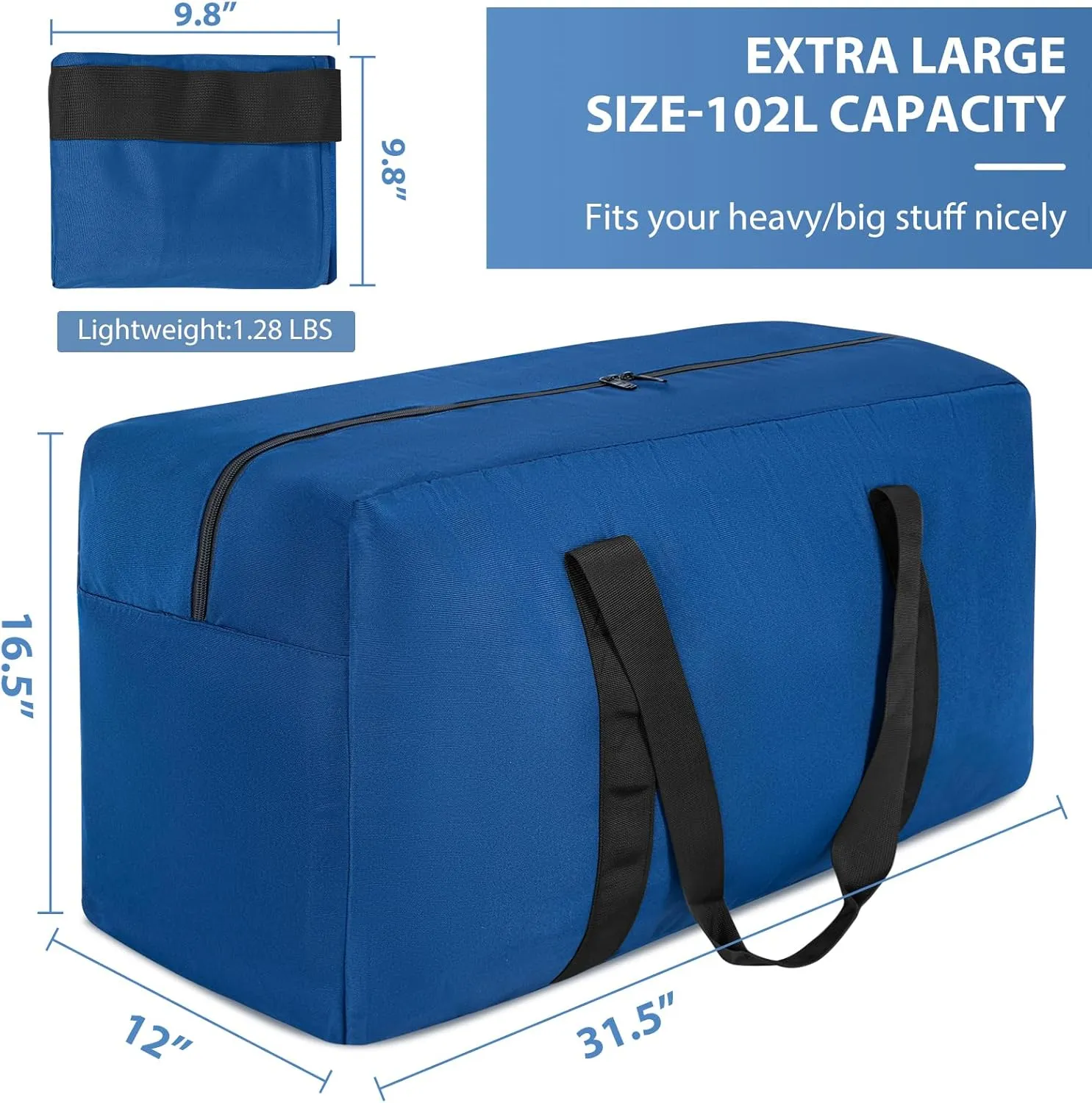 Large Travel Duffle Bag, 100L Gear Bag for Men and Women, Storage Bag Ideal for Overnight Camping and Weekend Getaways, Dark Blue