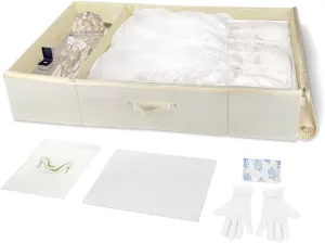 Large Wedding Dress Preservation Box – Breathable Storage Box with 50 Acid-Free Tissue Paper Microfiber Glove Dust Bag & Clothing Desiccant – Keepsake Chest for Gowns, Heirlooms, and Bridal Dresses