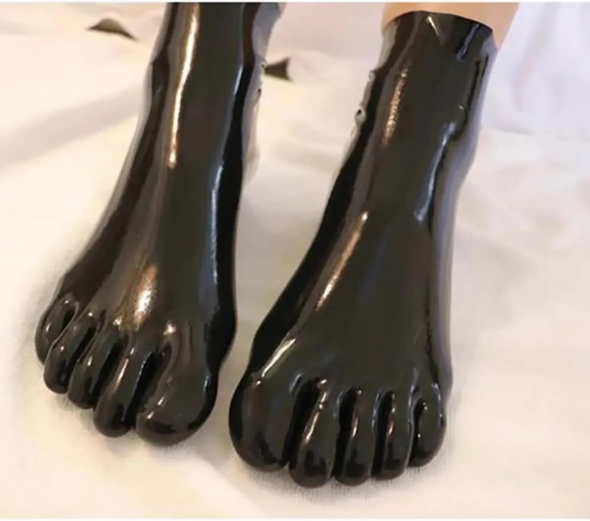 Latex Toe Socks for Clothing, Black Rubber Cosplay Party Socks