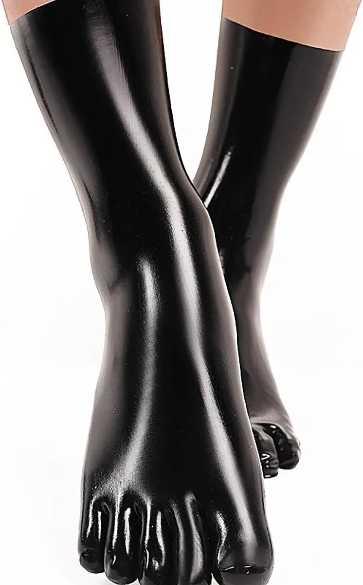 Latex Toe Socks for Clothing, Black Rubber Cosplay Party Socks