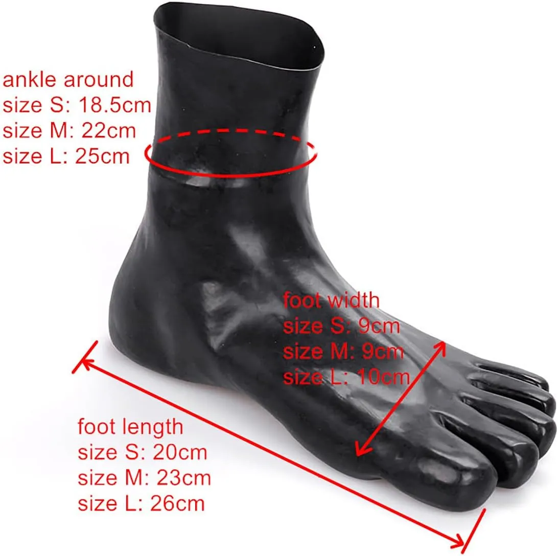 Latex Toe Socks for Clothing, Black Rubber Cosplay Party Socks