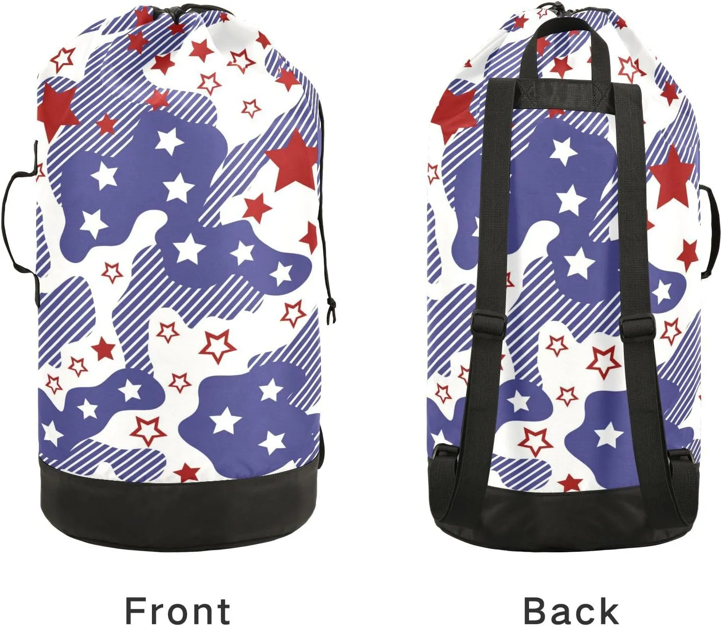 Laundry Bag Backpack Travel Hanging Laundry Bags Extra Large Heavy Clothes Backpack for College Dorm Gym Blue Stars