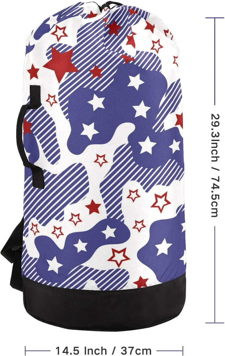 Laundry Bag Backpack Travel Hanging Laundry Bags Extra Large Heavy Clothes Backpack for College Dorm Gym Blue Stars