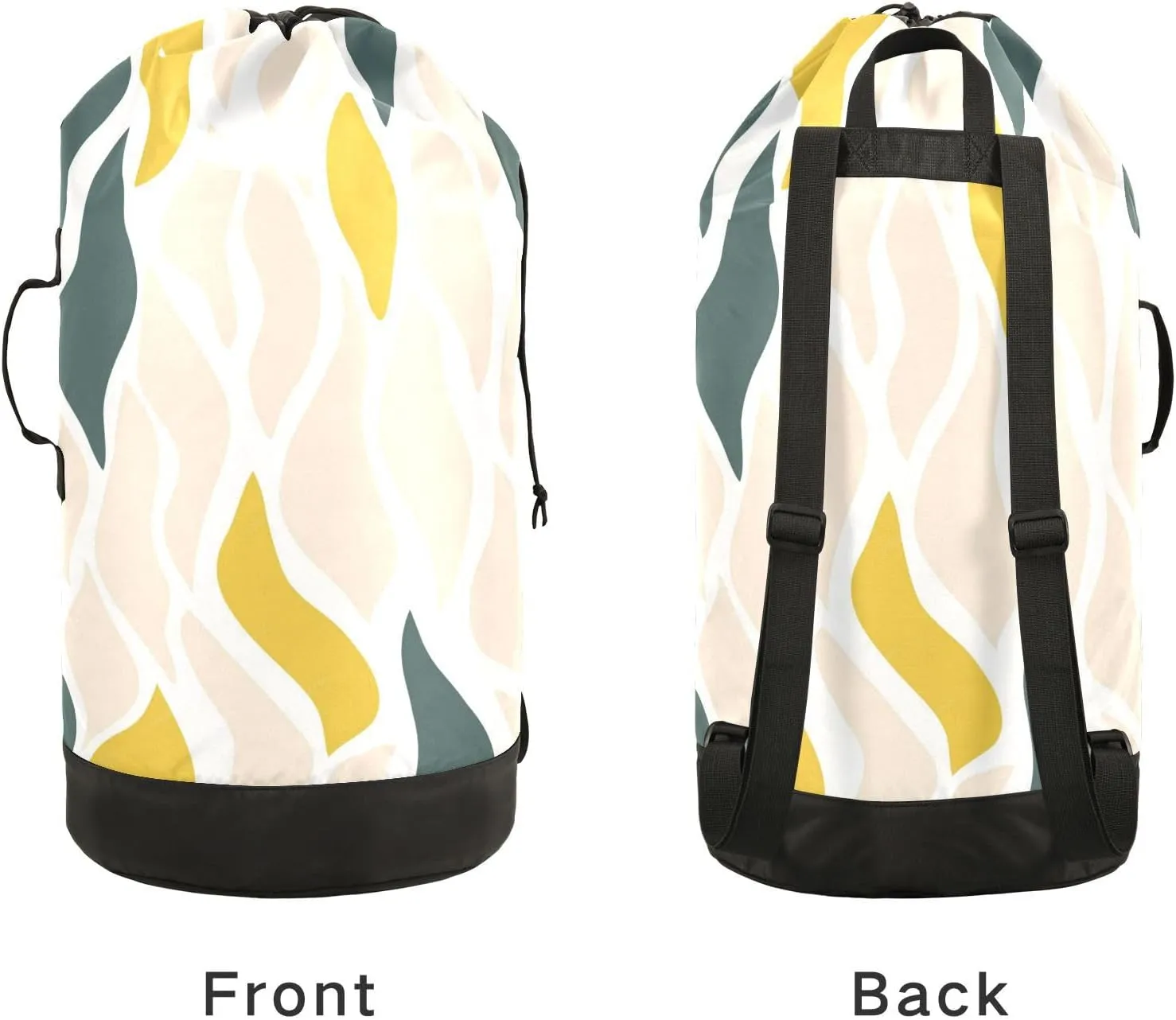 Laundry Bag Backpack Travel Hanging Laundry Bags Extra Large Heavy Duty with Handles Adjusted Shoulder Straps Drawstring Dirty Clothes Backpack For College Dorm Gym Hotel Beige Wavy Line