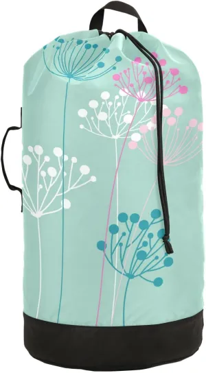 Laundry Bag Backpack Travel Hanging Laundry Bags Extra Large Heavy Duty with Handles Adjusted Shoulder Straps Drawstring Dirty Clothes Backpack For College Dorm Gym Hotel Blue Flowers