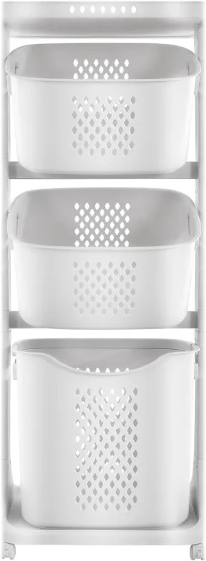 Laundry Hamper,3 Tier Large Laundry Baskets with Wheels Freestanding Waterproof Clothes Hamper Rolling Clothes Basket For Laundry Room,Bedroom,Bathroom