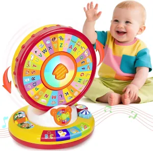 Learning & Musical Toys for 1 2 3 Year Old Boys Girls, 360° Spin and Sing Alphabet Zoo with Light for Toddler 1-3, Educational Development Toys for Kid, Christmas Birthday Gifts for Baby 12-18 Months