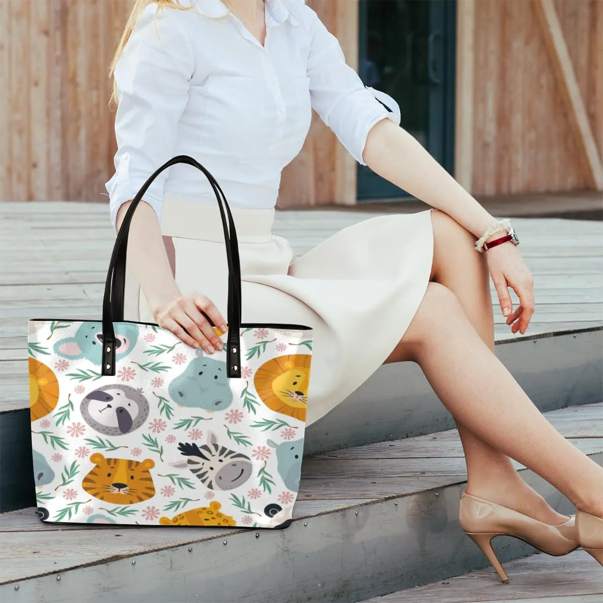 Leather Tote Bag for Women Fashion Shoulder Bag Purses and Handbags Large Capacity Satchel Bags for Work Travel