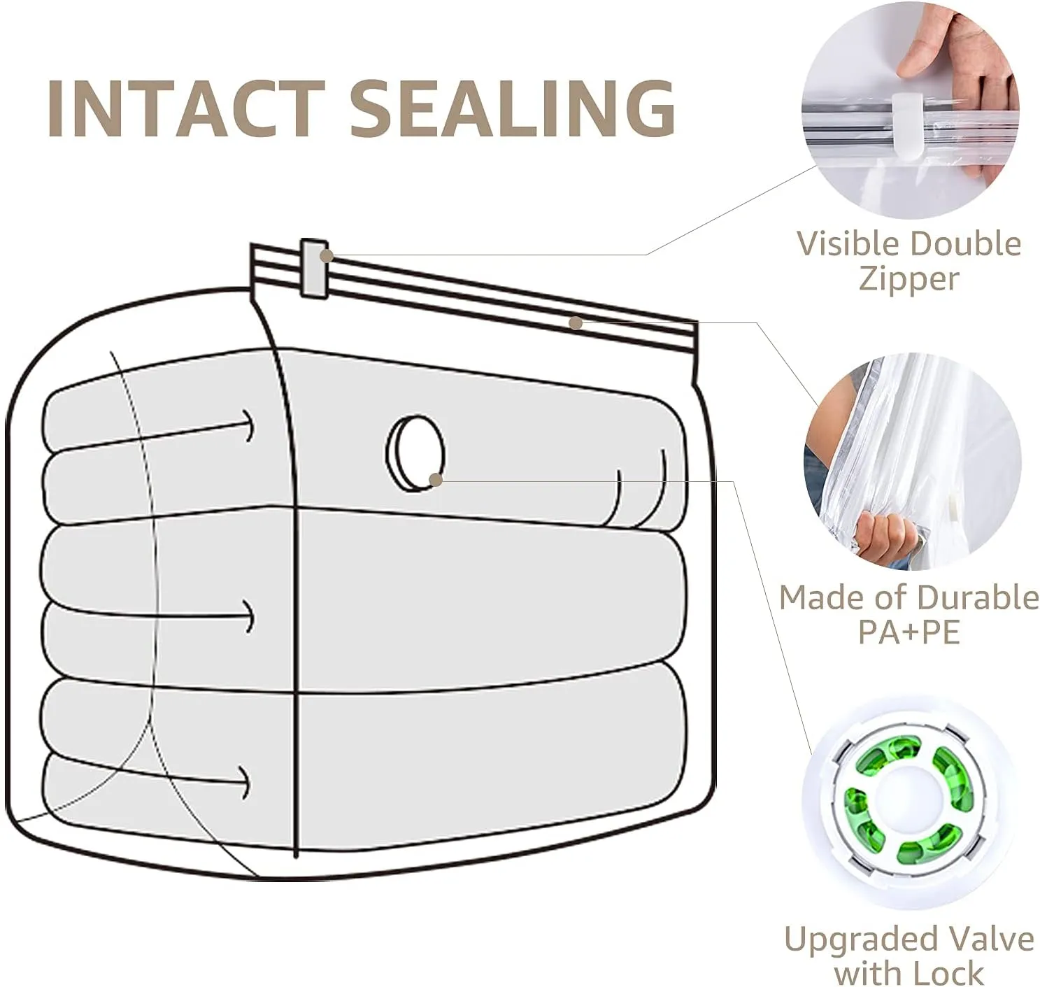 LEVERLOC 6 Pack Vacuum Storage Bags, Extra Large Cube (40x28x18x18 Inch), Vacuum Seal Bags for Comforters Pillows Blankets Bedding Clothing, Space Saving Organizer