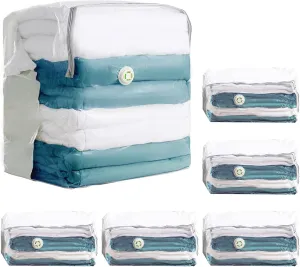 LEVERLOC 6 Pack Vacuum Storage Bags, Extra Large Cube (40x28x18x18 Inch), Vacuum Seal Bags for Comforters Pillows Blankets Bedding Clothing, Space Saving Organizer