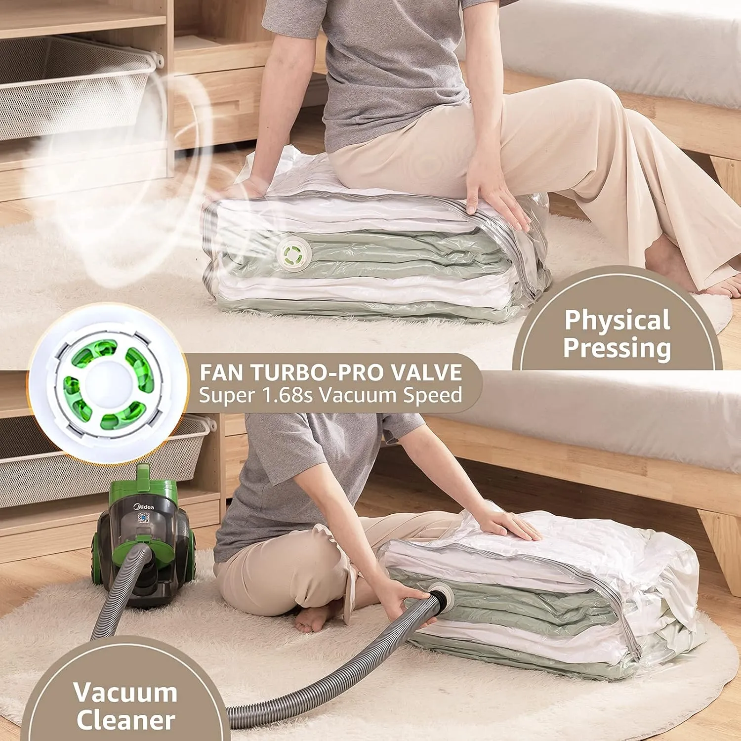 LEVERLOC 6 Pack Vacuum Storage Bags, Extra Large Cube (40x28x18x18 Inch), Vacuum Seal Bags for Comforters Pillows Blankets Bedding Clothing, Space Saving Organizer