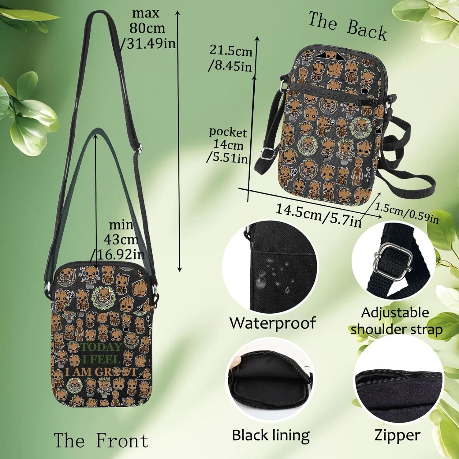 LEVLO Flora Colossus Crossbody Bag Cartoon Lover Inspired Gift Today I Feel I Am Flora Colossus Shoulder Bag