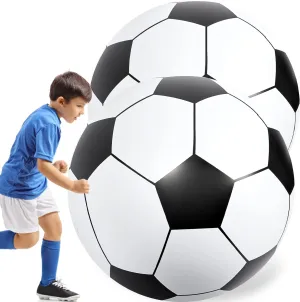 Lewtemi 2 Pcs 40 Inch Giant Inflatable Soccer Ball Large Huge Beach Balloons Football Sport Birthday Party Decoration Favor Graduation Kid Gift Pool Toys for Outdoor Activity Games