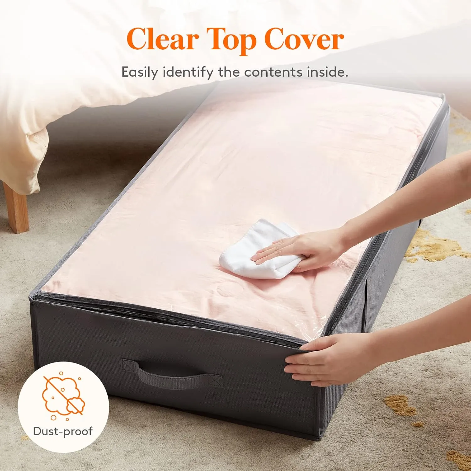 Lifewit 90L 4 Pack Under Bed Storage Containers, Large Capacity Blanket Storage Bags with Reinforced Handle, Organization and Storage for Comforters, Sheets, Clothes, Bedroom, College Dorm, Grey