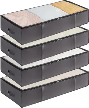 Lifewit 90L 4 Pack Under Bed Storage Containers, Large Capacity Blanket Storage Bags with Reinforced Handle, Organization and Storage for Comforters, Sheets, Clothes, Bedroom, College Dorm, Grey