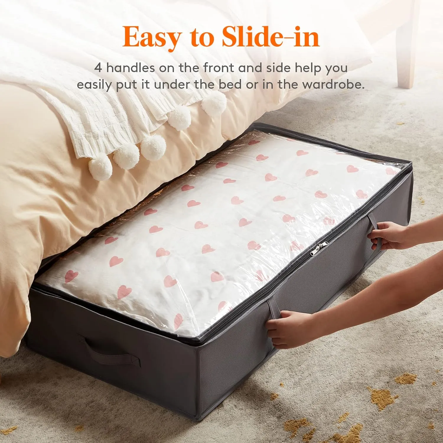 Lifewit 90L 6 Pack Under Bed Storage Containers, Large Capacity Blanket Storage Bags with Reinforced Handle, Organization and Storage for Comforters, Sheets, Clothes, Bedroom, College Dorm, Grey