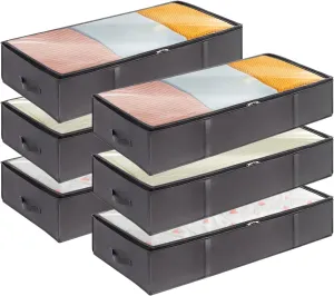 Lifewit 90L 6 Pack Under Bed Storage Containers, Large Capacity Blanket Storage Bags with Reinforced Handle, Organization and Storage for Comforters, Sheets, Clothes, Bedroom, College Dorm, Grey