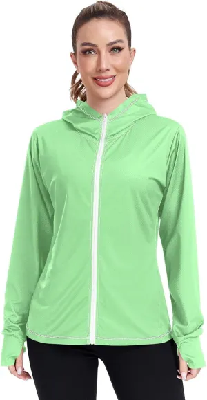 Light Green Uv Light Clothing, Upf 50  Hiking Clothes Women, S-XXL