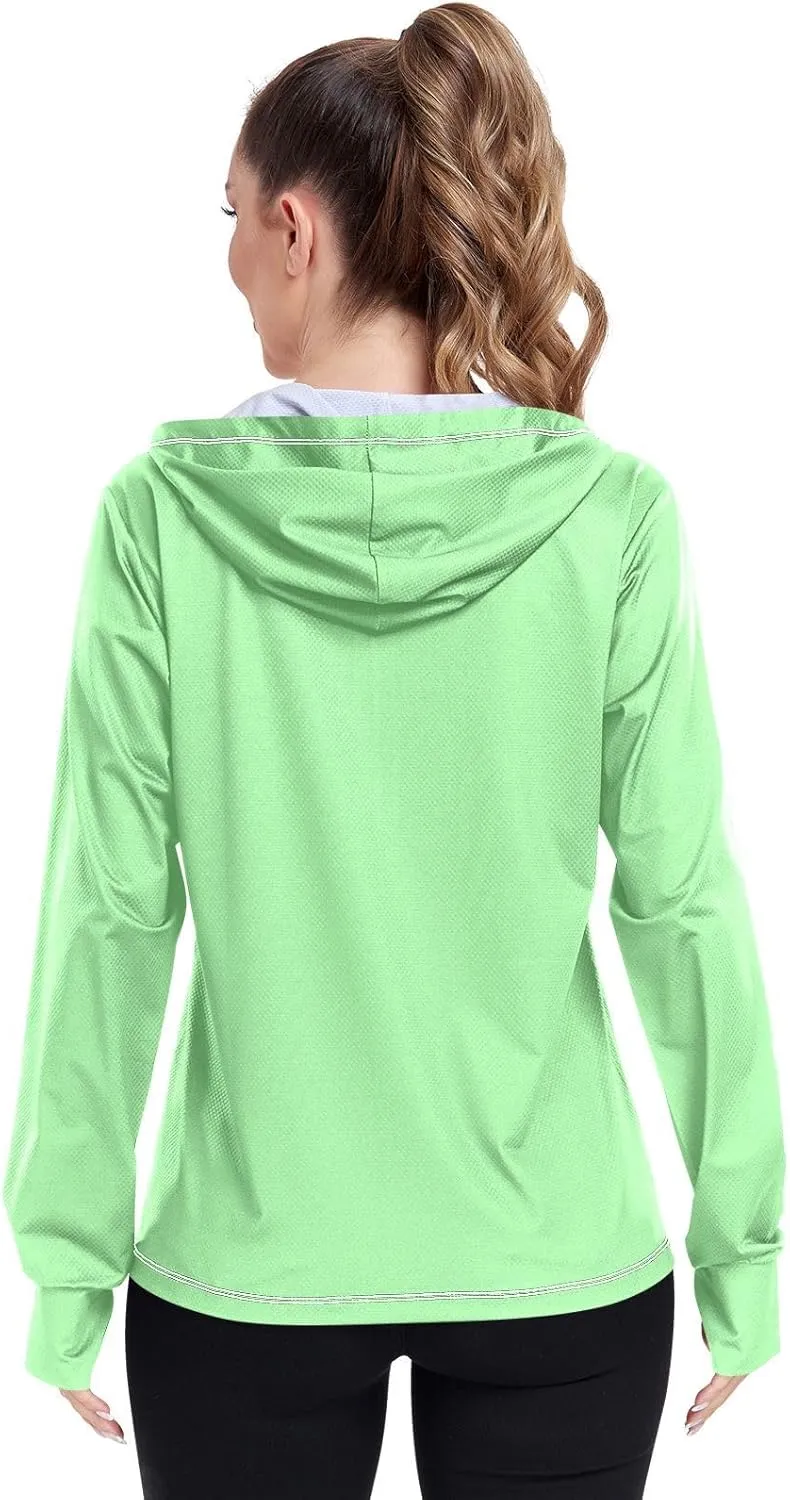Light Green Uv Light Clothing, Upf 50  Hiking Clothes Women, S-XXL