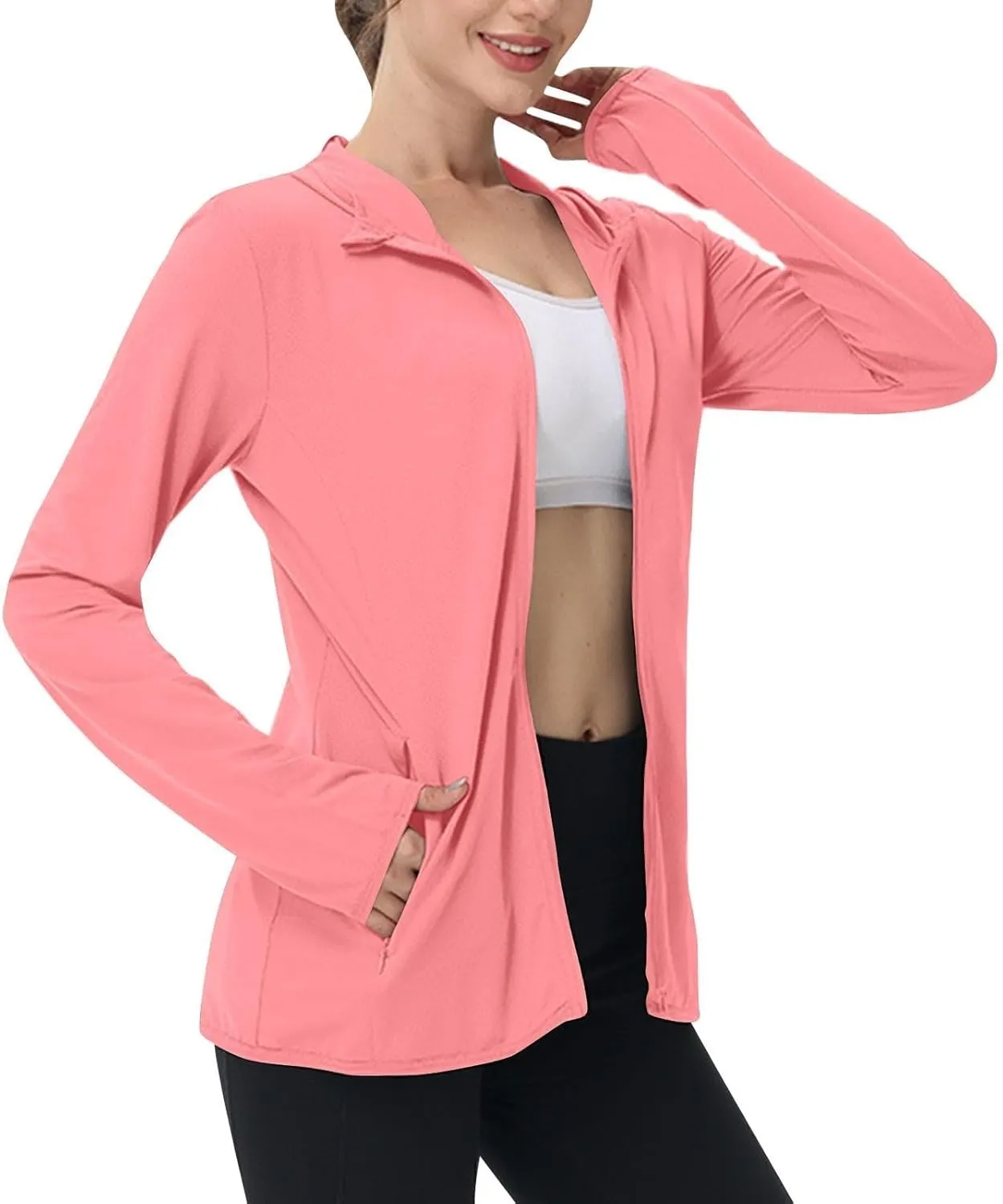 Light Jackets for Women Sun Protection Hiking Fishing Jacket UPF 50  Summer Beach Hoodies Zip Up Running Clothing