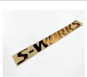 Lightning/Sagan/S-Works/S Decals Stickers for Bike Frame Cycle Aluminum Alloy Head Label Cycling MTB Road Bicycle (Golden s-Works)
