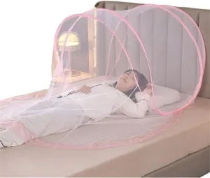 Lightweight Home Head Cover Mosquito Net Ensures Sleep, Simple Operation, No Installation, Foldable, Can Also Be Used in Student Dormitories, Outdoor Camping, No More Bites(Pink)