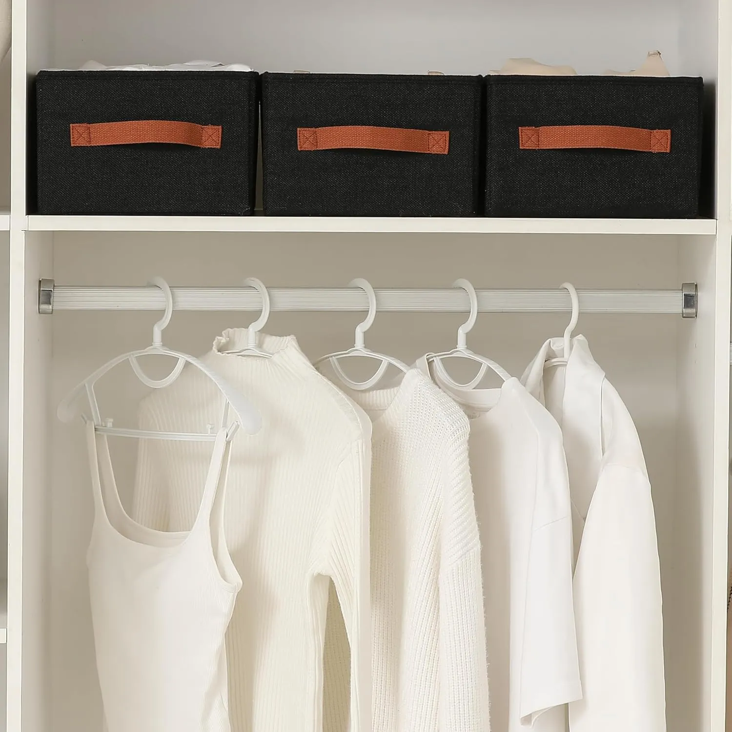 Linen Folding Storage Bins, 3 Pack Large Storage Baskets, Washable, Clothing Storage Bins with Handle, Closet Organizer for Storage Sweater,Sheets (Black, 16"x9½"x6¾")