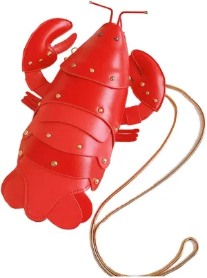 Lobster Shaped Crossbody Bag Purse Women PU Leather Rivets Chic Shoulder Bag Clutch for Girls