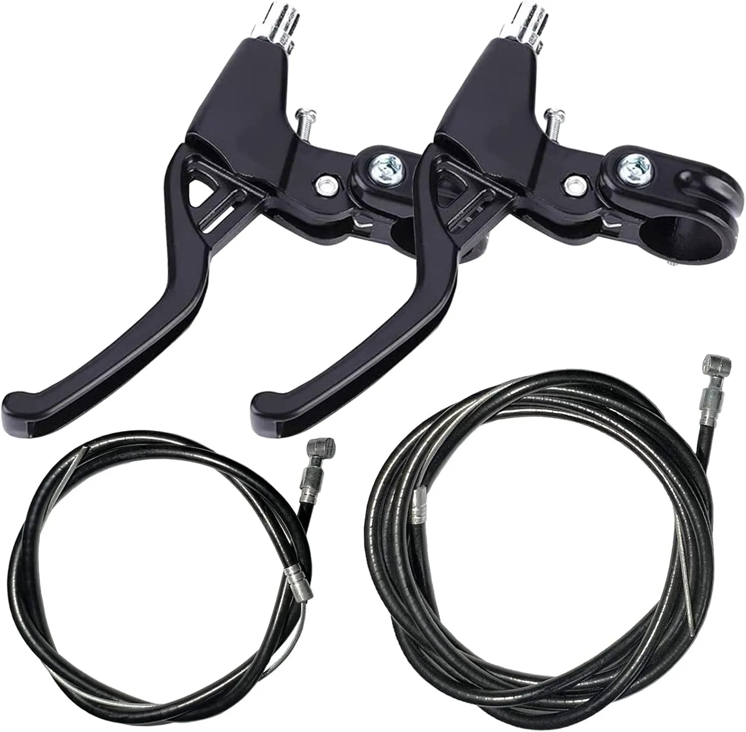Lomodo 6 Pieces Bicycle Brake Accessories Including 2 Pack Aluminium Alloy Brake Levers (2.2 cm in Diameter) and 2 Pair V Brake Set and 2 Pack Brake Wire for Mountain/Road/MTB Bike(Black)