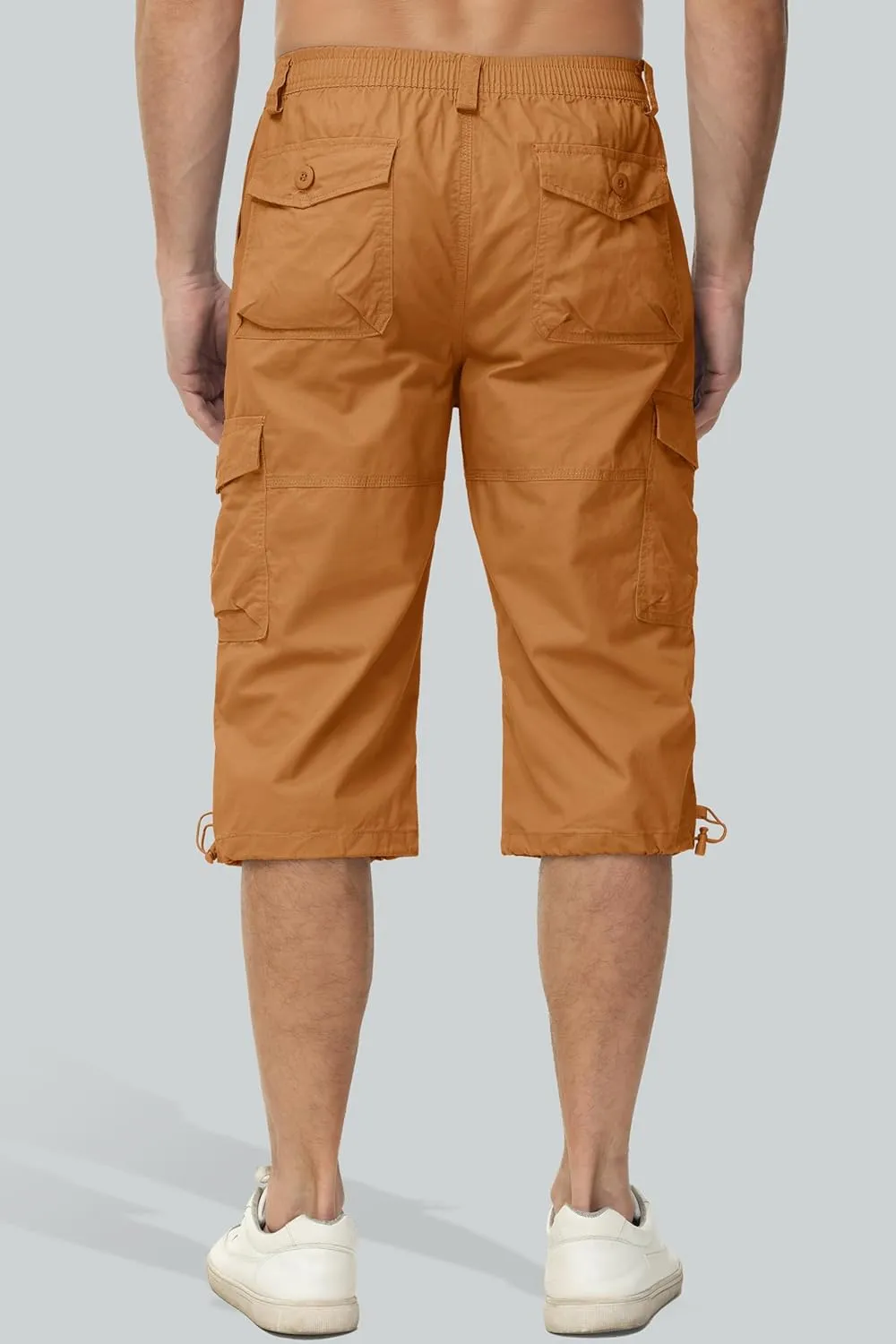 MAGCOMSEN Men's Below Knee Long Shorts Cotton Work 3/4 Cargo Capris 7 Pockets Twill Military Summer Shorts