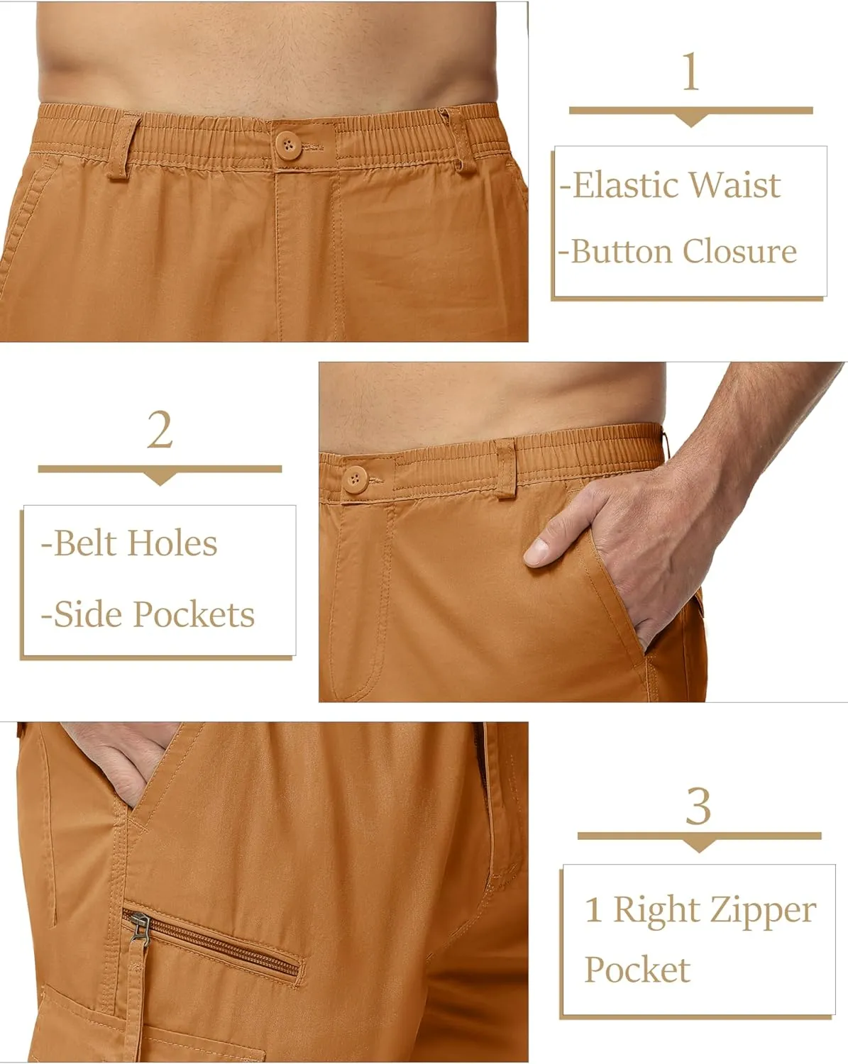 MAGCOMSEN Men's Below Knee Long Shorts Cotton Work 3/4 Cargo Capris 7 Pockets Twill Military Summer Shorts