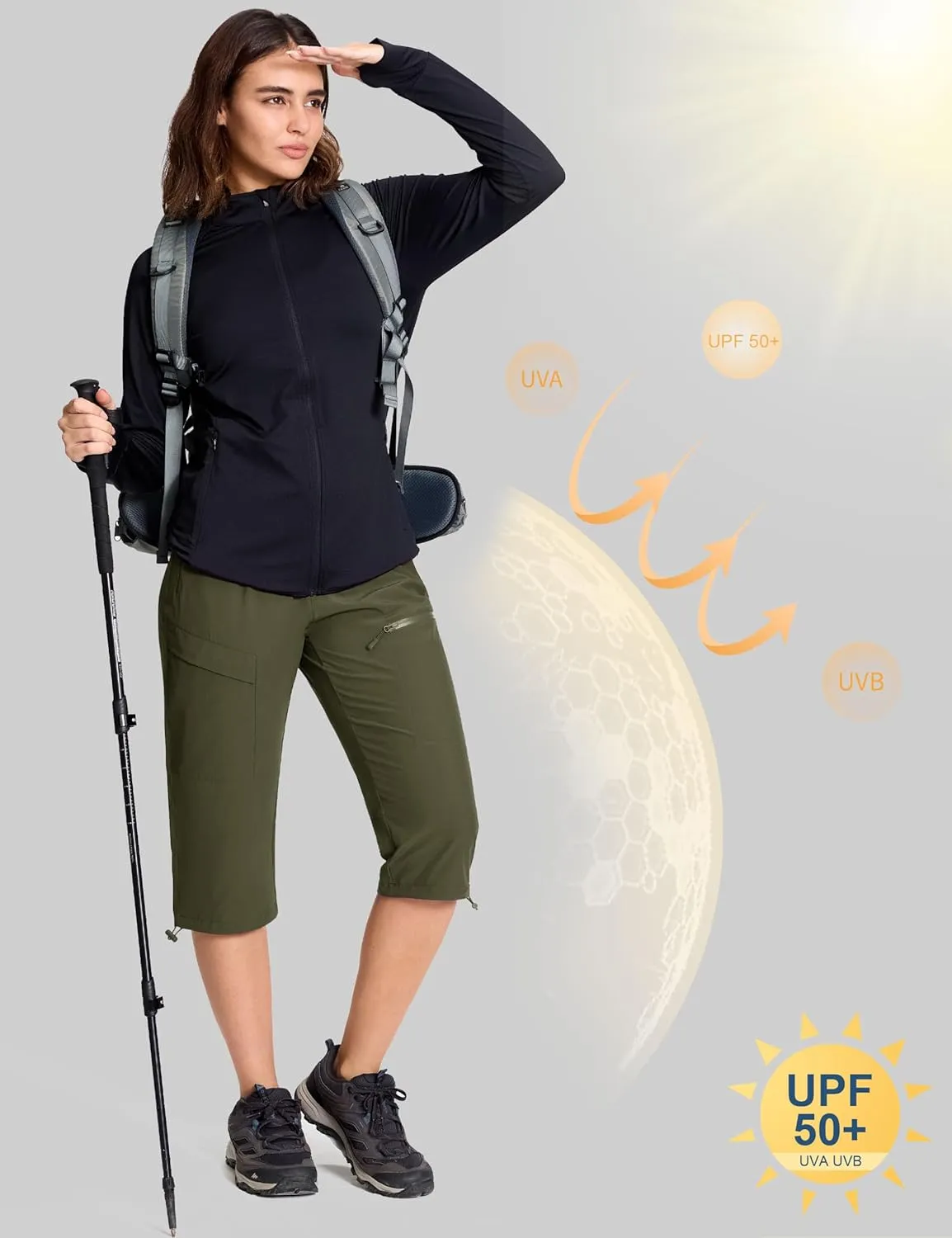 MAGCOMSEN Women's Capri Pants UPF 50  Lightweight Hiking Cargo Capri Joggers Quick Dry Golf Summer Pants with 5 Pockets