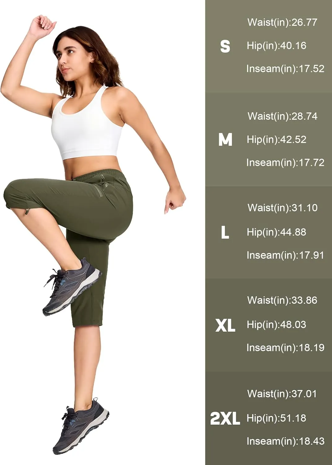 MAGCOMSEN Women's Capri Pants UPF 50  Lightweight Hiking Cargo Capri Joggers Quick Dry Golf Summer Pants with 5 Pockets