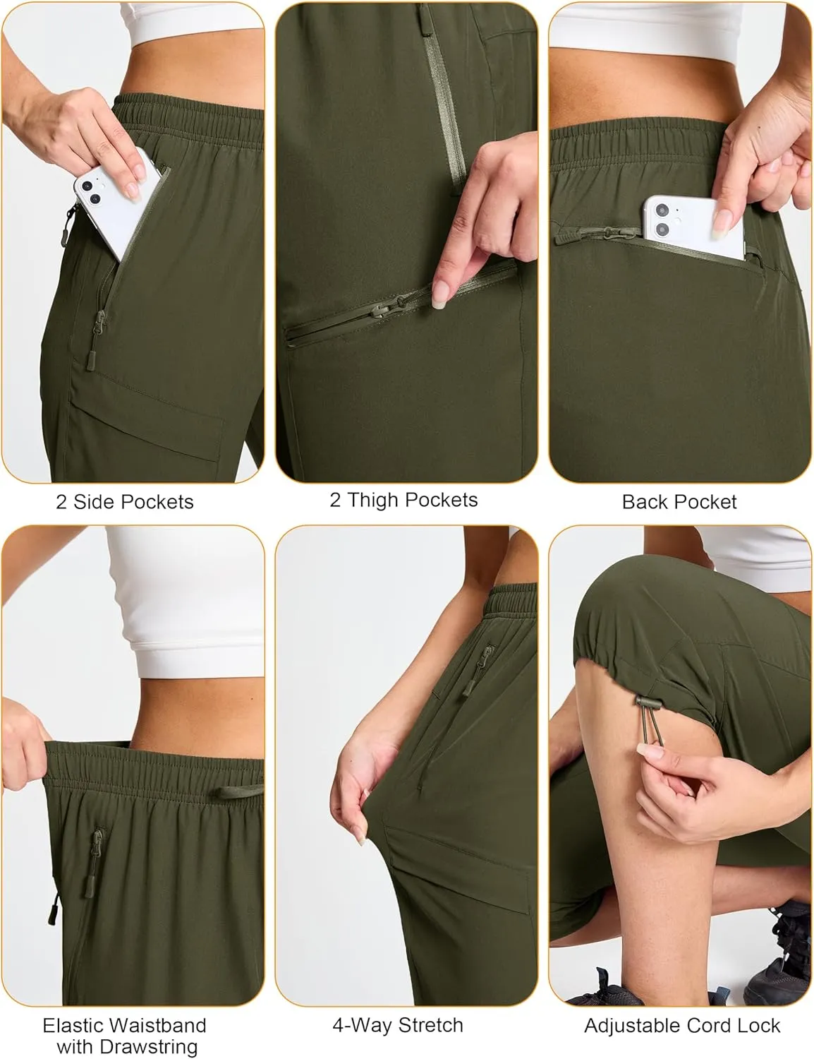 MAGCOMSEN Women's Capri Pants UPF 50  Lightweight Hiking Cargo Capri Joggers Quick Dry Golf Summer Pants with 5 Pockets