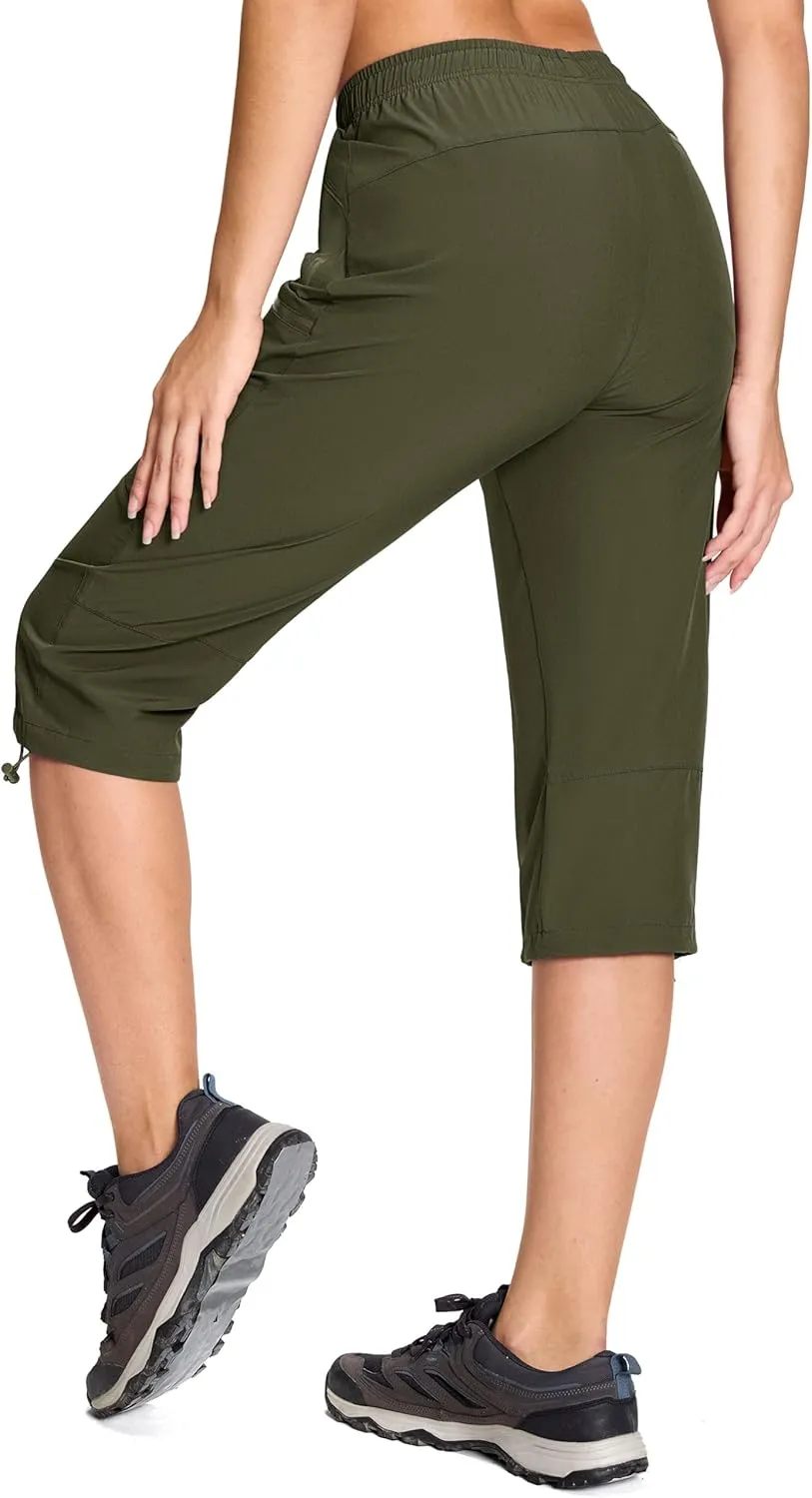 MAGCOMSEN Women's Capri Pants UPF 50  Lightweight Hiking Cargo Capri Joggers Quick Dry Golf Summer Pants with 5 Pockets