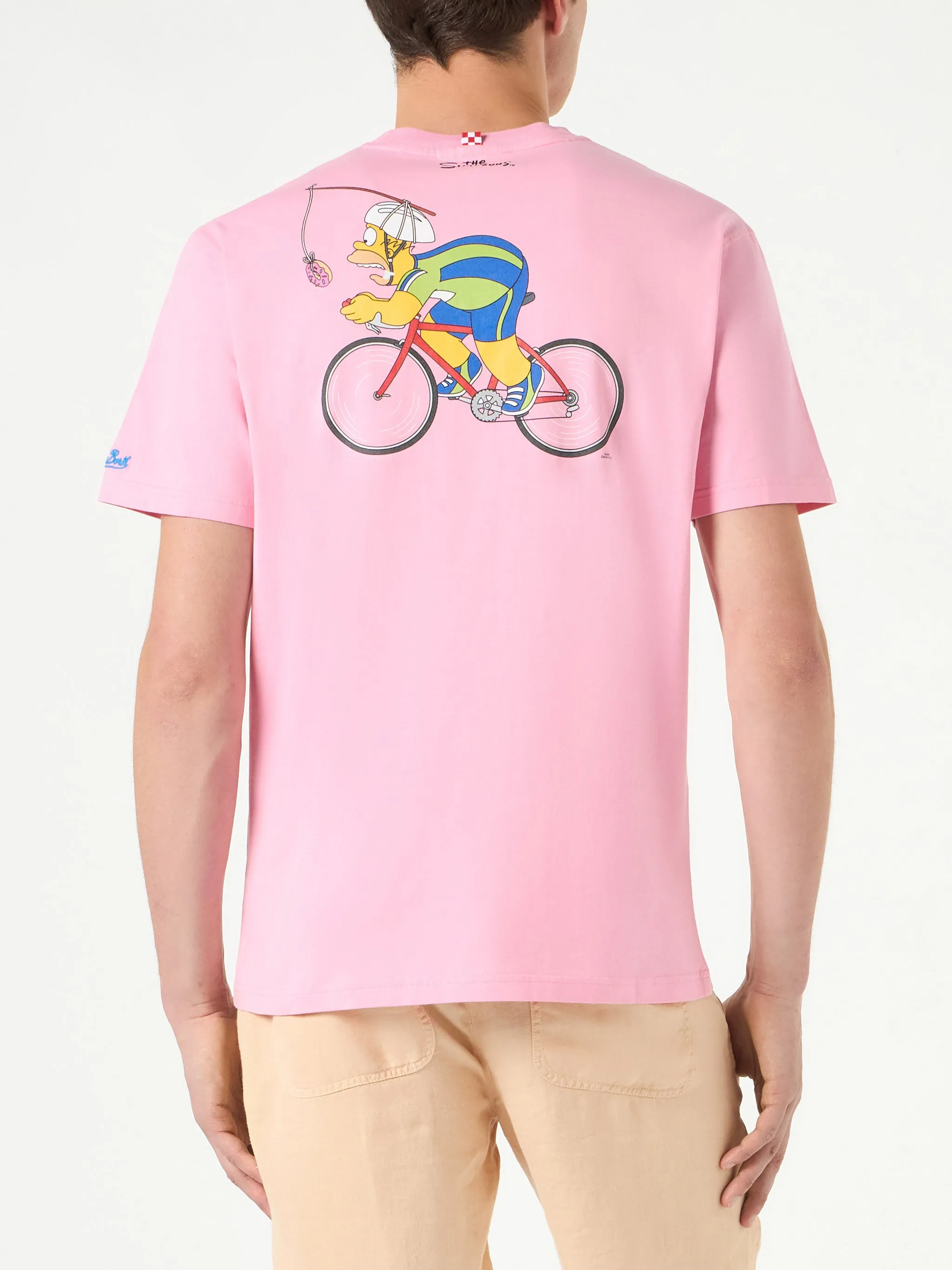 Man cotton t-shirt with cycling Homer Simpson print | THE SIMPSONS SPECIAL EDITION