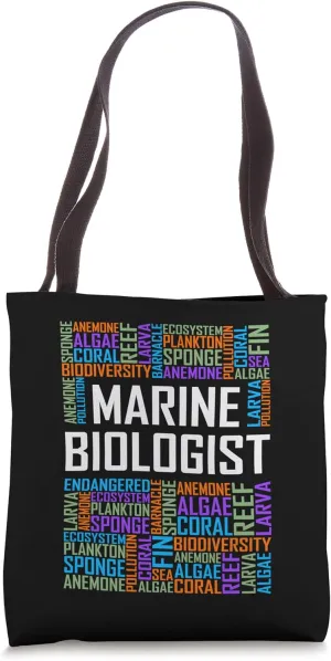 Marine Biologist Words Lover Gift Graduate Student Biology Tote Bag
