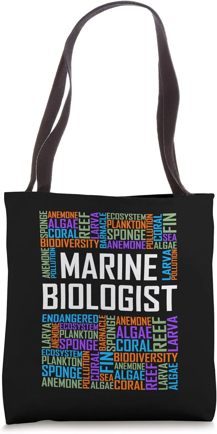Marine Biologist Words Lover Gift Graduate Student Biology Tote Bag