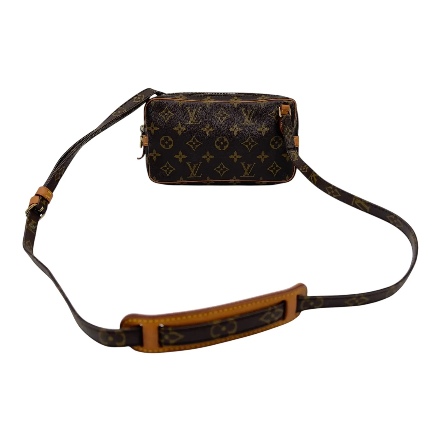 Marly Crossbody Bag Brown in Monogram Coated Canvas, Gold hardware