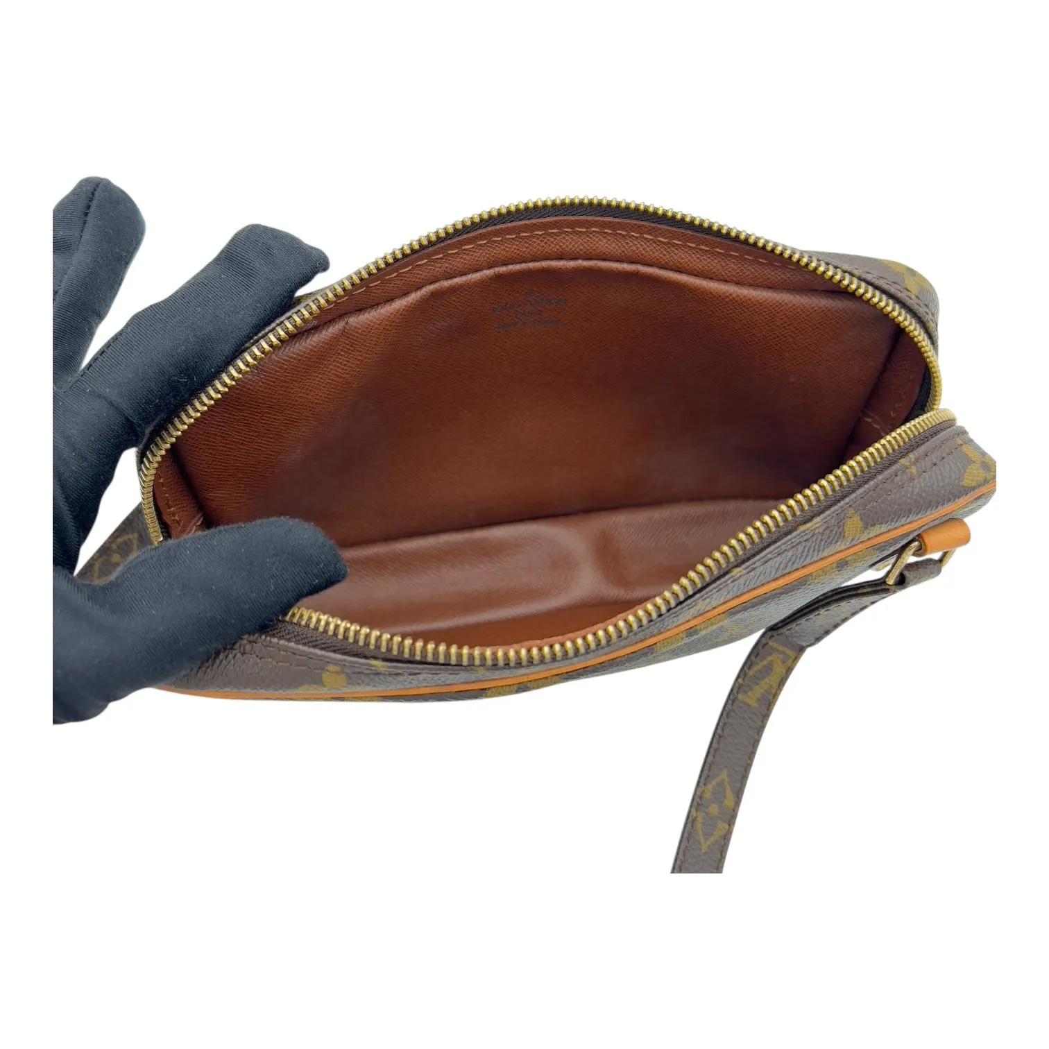 Marly Crossbody Bag Brown in Monogram Coated Canvas, Gold hardware