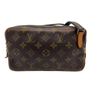 Marly Crossbody Bag Brown in Monogram Coated Canvas, Gold hardware