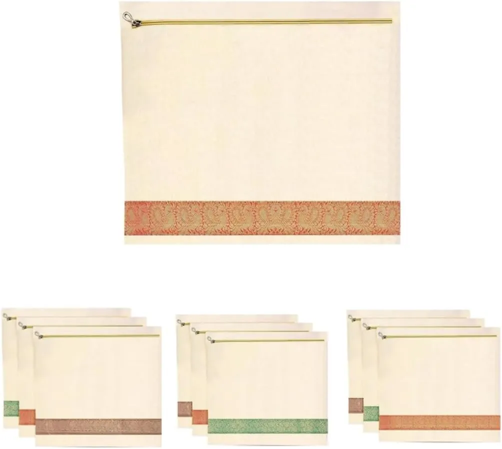 Mayatra's Organic Cotton Saree Storage Bags - Wardrobe Organizer With Zipper - Clothing Storage (14 * 16 inches) (Pack Of 10)